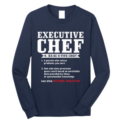 Executive Chef Definition Funny Chef Cook Cooking Long Sleeve Shirt