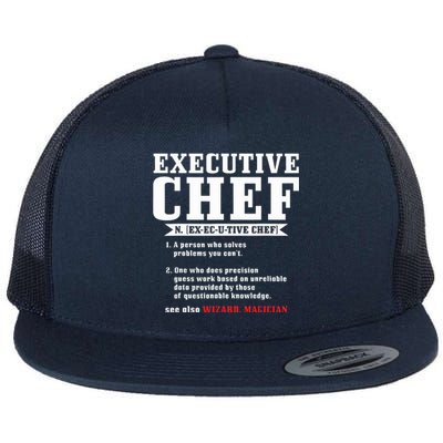 Executive Chef Definition Funny Chef Cook Cooking Flat Bill Trucker Hat