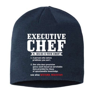 Executive Chef Definition Funny Chef Cook Cooking Sustainable Beanie