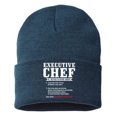 Executive Chef Definition Funny Chef Cook Cooking Sustainable Knit Beanie