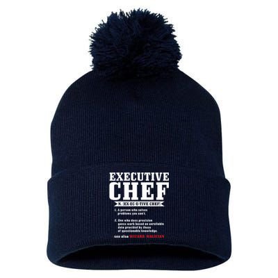 Executive Chef Definition Funny Chef Cook Cooking Pom Pom 12in Knit Beanie