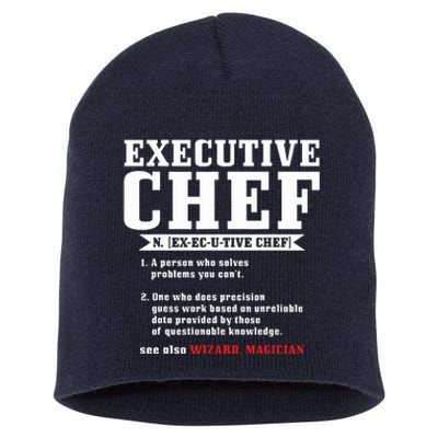 Executive Chef Definition Funny Chef Cook Cooking Short Acrylic Beanie