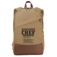 Executive Chef Definition Funny Chef Cook Cooking Cotton Canvas Backpack