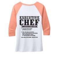 Executive Chef Definition Funny Chef Cook Cooking Women's Tri-Blend 3/4-Sleeve Raglan Shirt