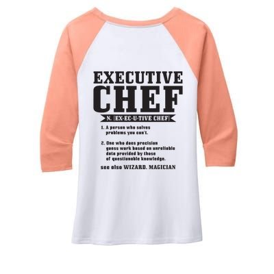 Executive Chef Definition Funny Chef Cook Cooking Women's Tri-Blend 3/4-Sleeve Raglan Shirt