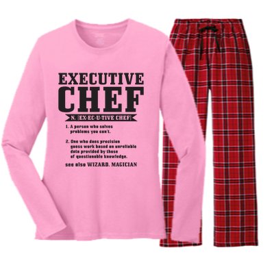 Executive Chef Definition Funny Chef Cook Cooking Women's Long Sleeve Flannel Pajama Set 