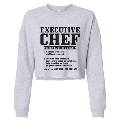 Executive Chef Definition Funny Chef Cook Cooking Cropped Pullover Crew