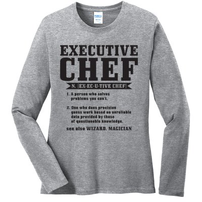 Executive Chef Definition Funny Chef Cook Cooking Ladies Long Sleeve Shirt