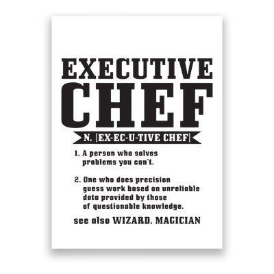 Executive Chef Definition Funny Chef Cook Cooking Poster