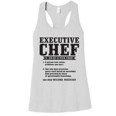 Executive Chef Definition Funny Chef Cook Cooking Women's Racerback Tank