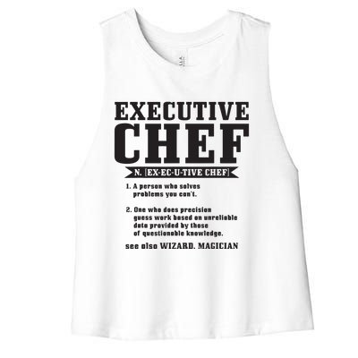 Executive Chef Definition Funny Chef Cook Cooking Women's Racerback Cropped Tank