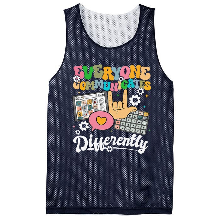 Everyone Communicates Differently Teacher Day Mesh Reversible Basketball Jersey Tank