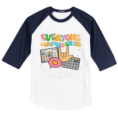 Everyone Communicates Differently Teacher Day Baseball Sleeve Shirt