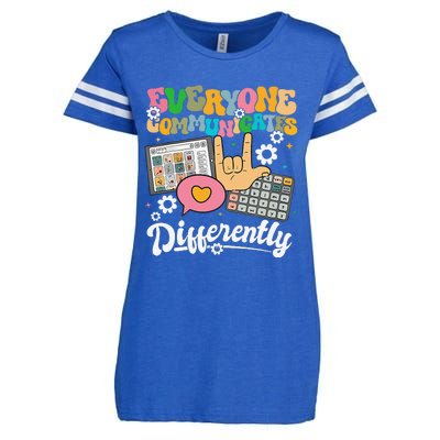 Everyone Communicates Differently Teacher Day Enza Ladies Jersey Football T-Shirt