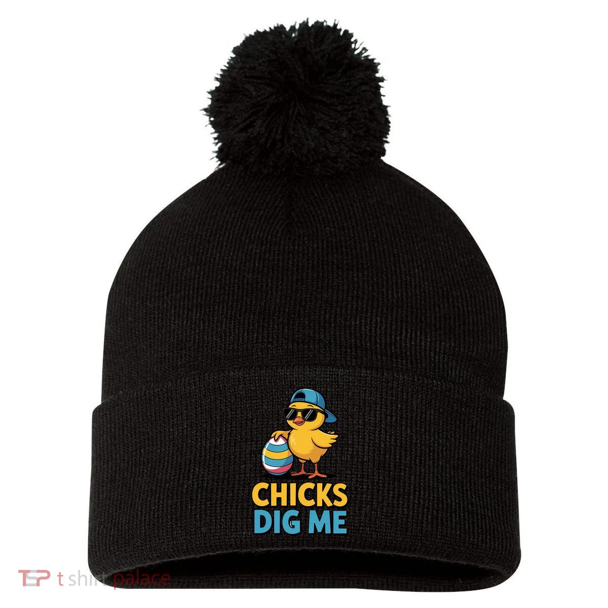 Easter Chicks Dig Me Cute Egg Hunt Pom Pom 12in Knit Beanie