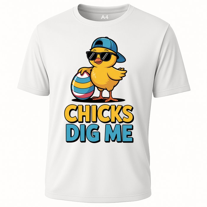 Easter Chicks Dig Me Cute Egg Hunt Cooling Performance Crew T-Shirt