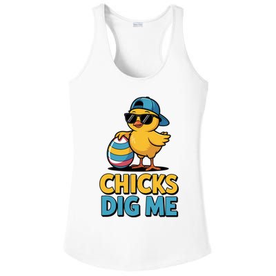 Easter Chicks Dig Me Cute Egg Hunt Ladies PosiCharge Competitor Racerback Tank