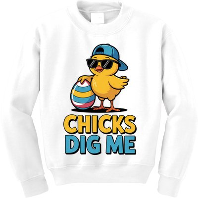 Easter Chicks Dig Me Cute Egg Hunt Kids Sweatshirt