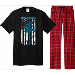 Electric Cable Distressed Patriotic Lineman American Flag Pajama Set