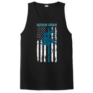 Electric Cable Distressed Patriotic Lineman American Flag PosiCharge Competitor Tank