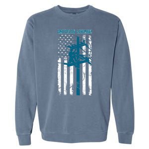 Electric Cable Distressed Patriotic Lineman American Flag Garment-Dyed Sweatshirt