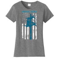 Electric Cable Distressed Patriotic Lineman American Flag Women's T-Shirt