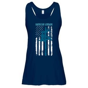 Electric Cable Distressed Patriotic Lineman American Flag Ladies Essential Flowy Tank