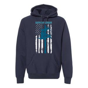 Electric Cable Distressed Patriotic Lineman American Flag Premium Hoodie