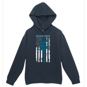 Electric Cable Distressed Patriotic Lineman American Flag Urban Pullover Hoodie