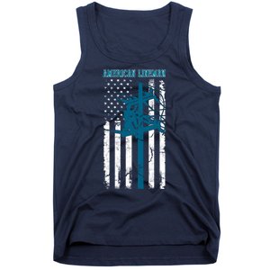 Electric Cable Distressed Patriotic Lineman American Flag Tank Top