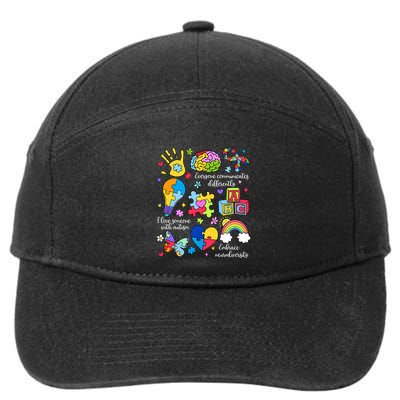 Everyone Communicates Differently Autism Awareness 7-Panel Snapback Hat