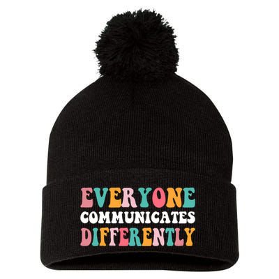 Everyone Communicates Differently Quote Pom Pom 12in Knit Beanie