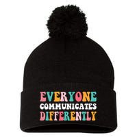 Everyone Communicates Differently Quote Pom Pom 12in Knit Beanie