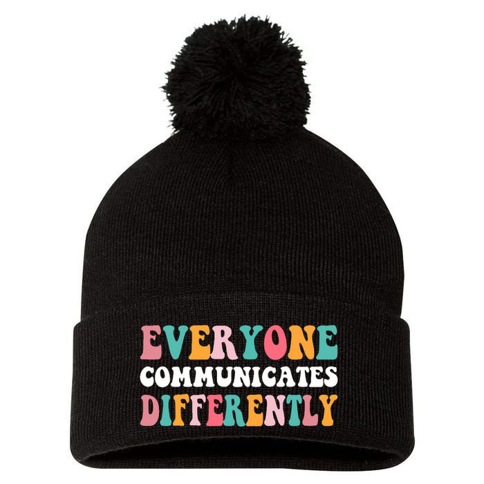 Everyone Communicates Differently Quote Pom Pom 12in Knit Beanie