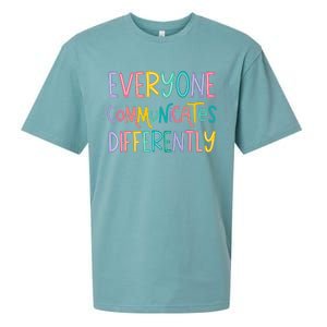 Everyone Communicates Differently Cute Autism Month Sueded Cloud Jersey T-Shirt