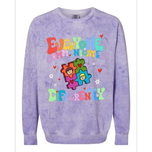 Everyone Communicates Differently Funny Design Colorblast Crewneck Sweatshirt