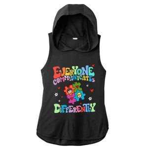 Everyone Communicates Differently Funny Design Ladies PosiCharge Tri-Blend Wicking Draft Hoodie Tank