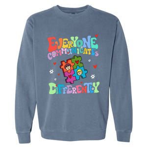 Everyone Communicates Differently Funny Design Garment-Dyed Sweatshirt