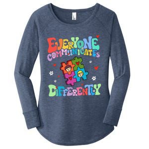 Everyone Communicates Differently Funny Design Women's Perfect Tri Tunic Long Sleeve Shirt