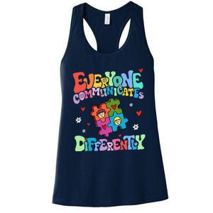 Everyone Communicates Differently Funny Design Women's Racerback Tank