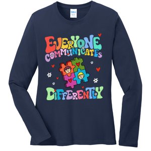 Everyone Communicates Differently Funny Design Ladies Long Sleeve Shirt