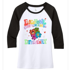 Everyone Communicates Differently Funny Design Women's Tri-Blend 3/4-Sleeve Raglan Shirt