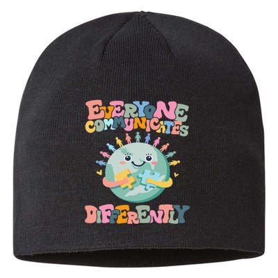 Everyone Communicates Differently Funny Sustainable Beanie