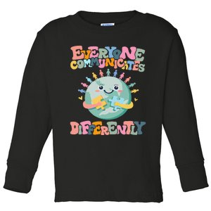 Everyone Communicates Differently Funny Toddler Long Sleeve Shirt