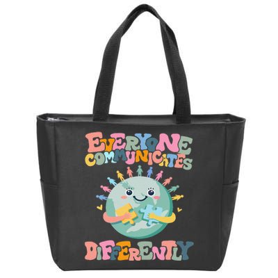 Everyone Communicates Differently Funny Zip Tote Bag