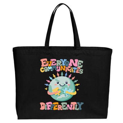 Everyone Communicates Differently Funny Cotton Canvas Jumbo Tote