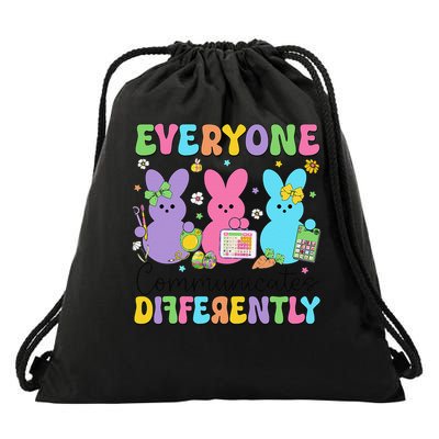 Everyone Communicates Differently SLP OT PT Easter Day Drawstring Bag