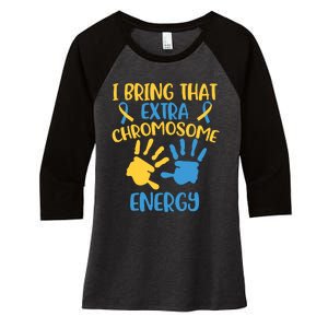 Extra Chromosome Down Syndrome Funny Trisomy 21 Women's Tri-Blend 3/4-Sleeve Raglan Shirt