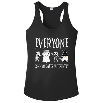 Everyone Communicates Differently Sped Teacher Halloween Ladies PosiCharge Competitor Racerback Tank