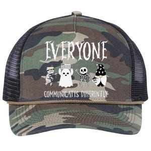 Everyone Communicates Differently Sped Teacher Halloween Retro Rope Trucker Hat Cap